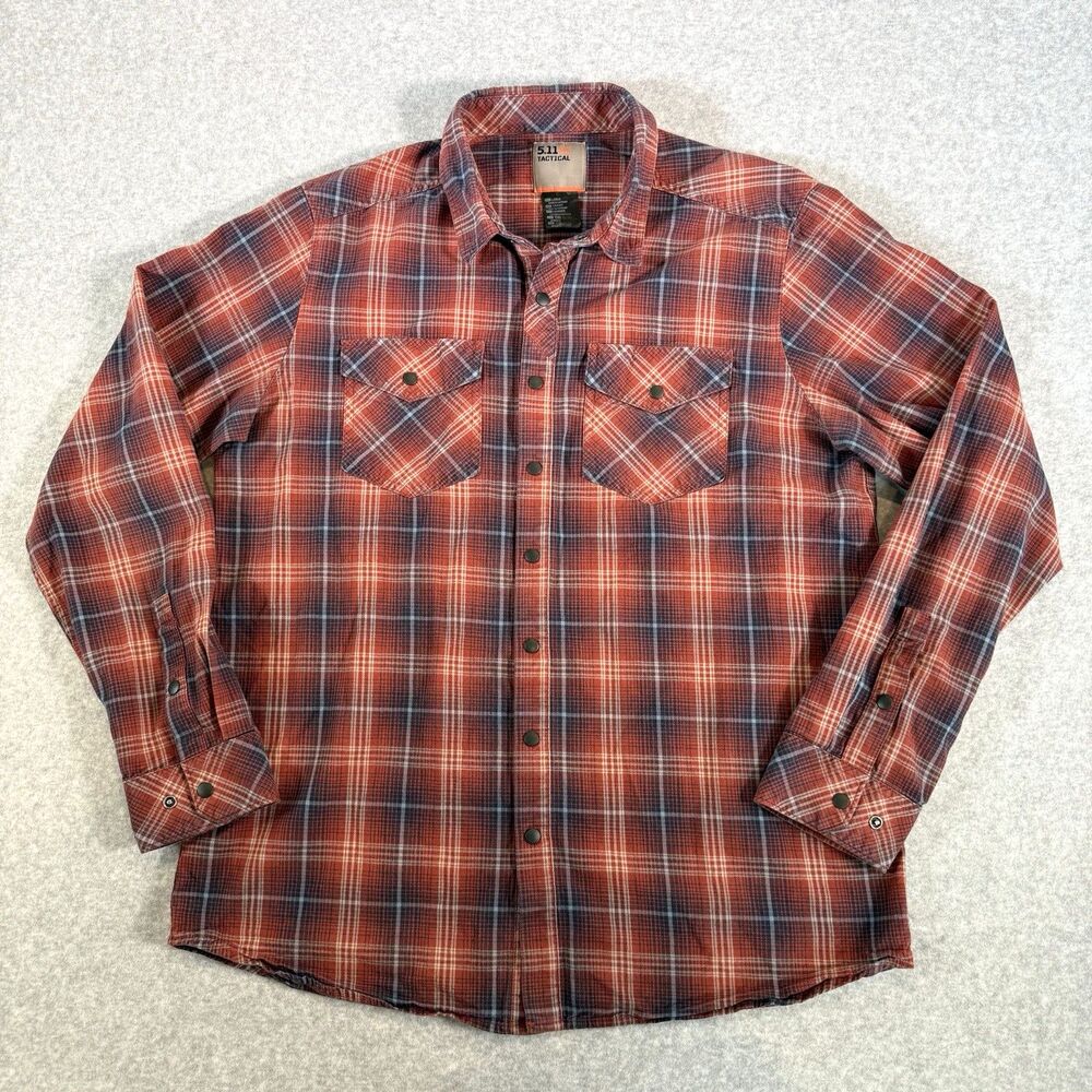 5.11 Tactical Gunner Plaid Shirt Mens L Western Snap Front Pockets Long Sleeve
